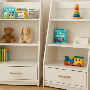 Storage & Organization Collection featuring child friendly shelving units with drawers by New Gill Furniture Etobicoke